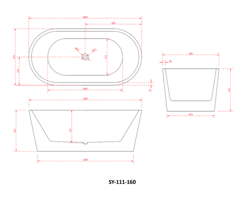 1600x750x580 Charming Collection Bathtub Gloss White