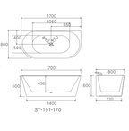 1700x800x600 Hannah Collection Back To Wall Bathtub Gloss White