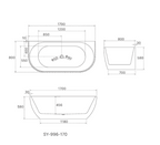 1700x800x580 Lamont Collection Back To Wall Bathtub Matt White