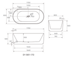 1700x800x580 Trina Collection Bathtub Gloss White