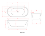 1700x800x580 Charming Collection Bathtub Gloss White