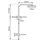 Shower Station (Shower Set) Top Water Inlet 250 Square Chrome