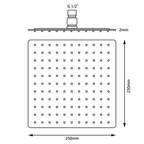 Slim Square Rainfall Shower Head 250mm Chrome