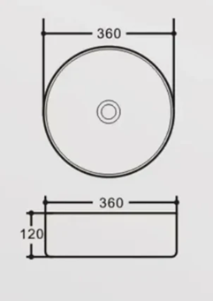 Ceramic Basin 360x360x120mm  Above Counter Matte White