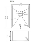 390x450x215mm Stainless Steel Handmade Top/Under mount Single Bowls Sink