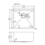 510x450x230mm Stainless Steel Handmade Top/Under mount Single Bowls Sink