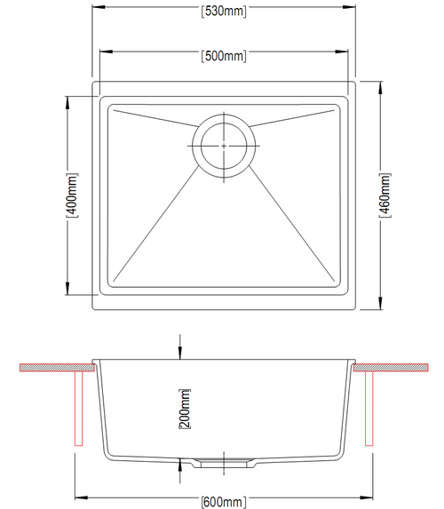 530x460x200mm Carysil Enigma  single Bowl Granite Sink Snova White