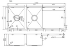 1160x460x230mm Stainless Steel Handmade Top/Under mount Double Bowls Sink