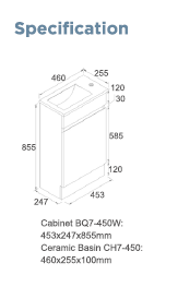 Bristol 450x250x860 Floorstanding Vanity Gloss White