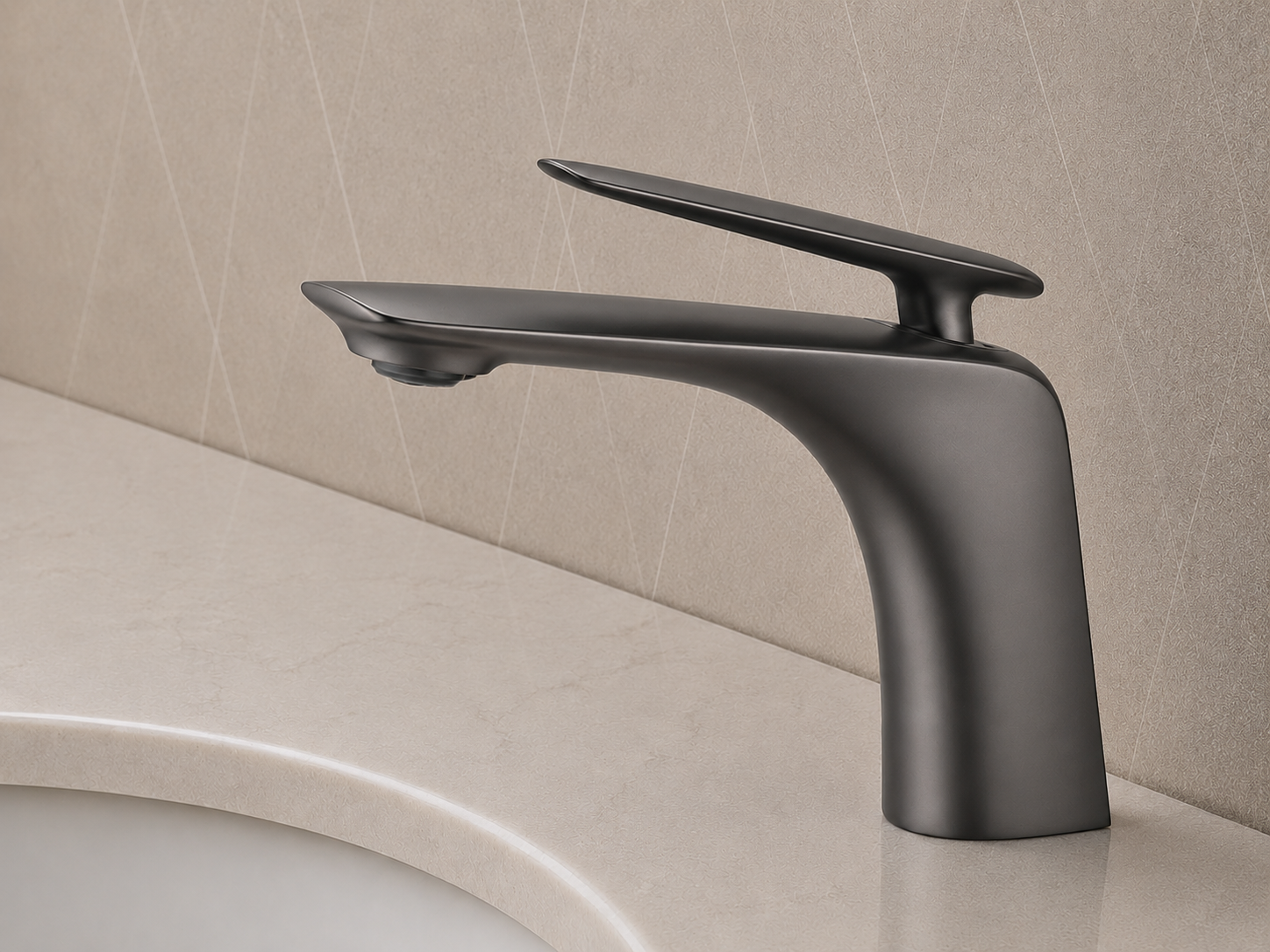 Norico Bellino Series Short Basin Mixer Gun Metal Grey
