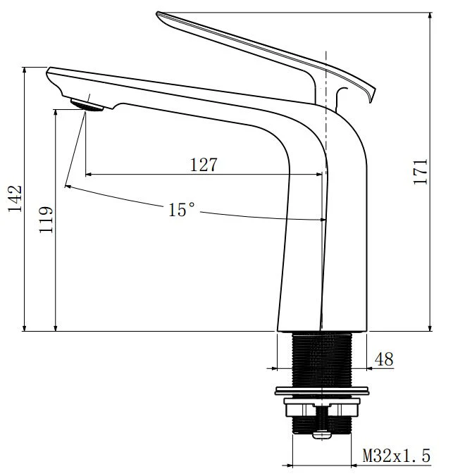 Norico Esperia Series Short Basin Mixer Brushed Yellow Gold
