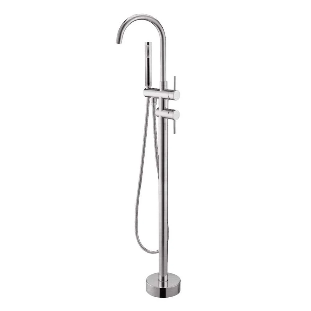 Freestanding Mixer With Diverter & Handheld Shower Round Brushed Nickel