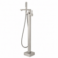 Freestanding Mixer With Diverter & Handheld Shower Square Brushed Nickel