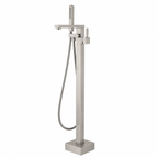 Freestanding Mixer With Diverter & Handheld Shower Square Brushed Nickel