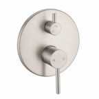 LUCID PIN Series Shower/Bath Wall Mixer with Diverter Round Brushed Nickel