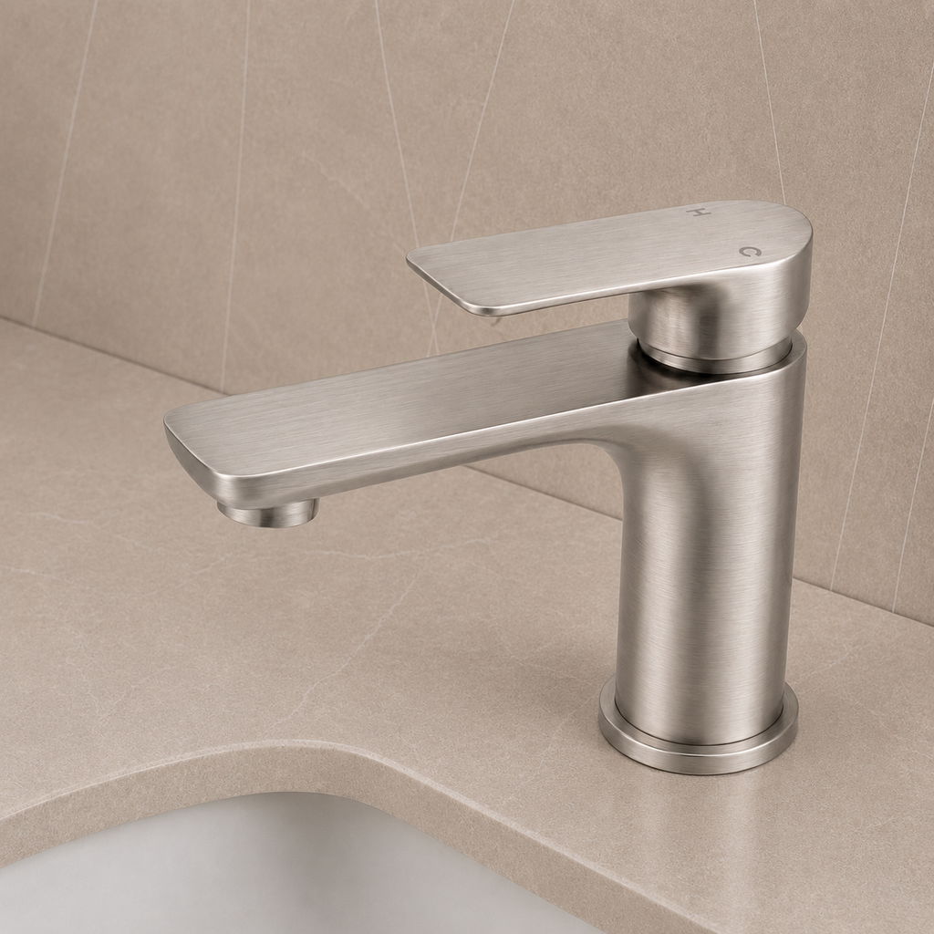VOG Series Short Basin Mixer Brushed Nickel
