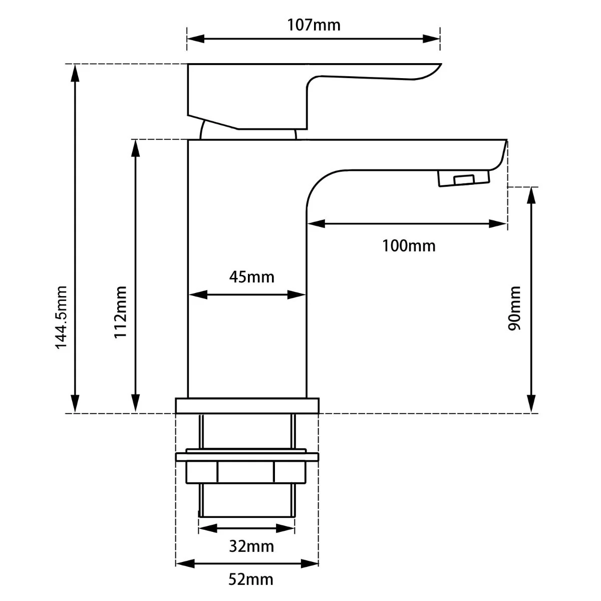 VOG Series Short Basin Mixer Brushed Nickel