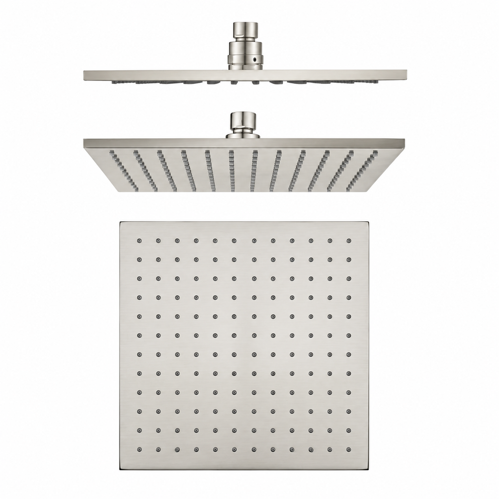 Square Rainfall Shower Head 250mm Brass Brushed Nickel