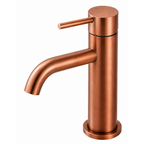 LUCID PIN Short Basin Mixer Series Round Brushed Copper