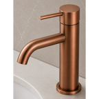 LUCID PIN Short Basin Mixer Series Round Brushed Copper