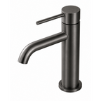 LUCID PIN Short Basin Mixer Series Round Brushed Gun Metal Grey