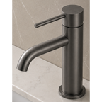 LUCID PIN Short Basin Mixer Series Round Brushed Gun Metal Grey