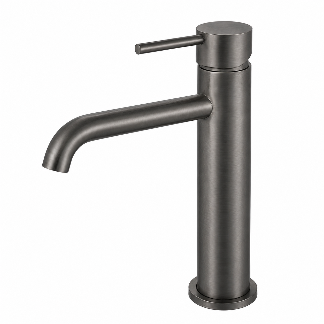LUCID PIN Series Round Tall Basin Mixer Brushed Gun Metal Grey