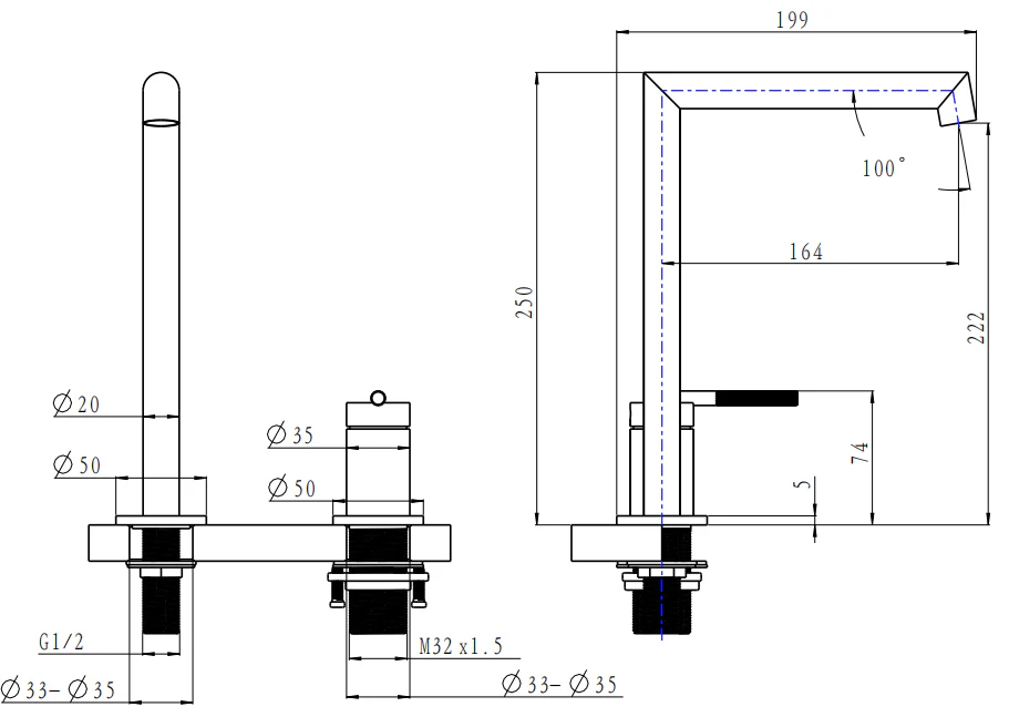 CADDENCE Series Tall Basin Mixer Brushed Gun metal