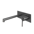 CADDENCE Series Wall Basin/Bathtub Mixer with Spout Brushed Gun Metal Grey
