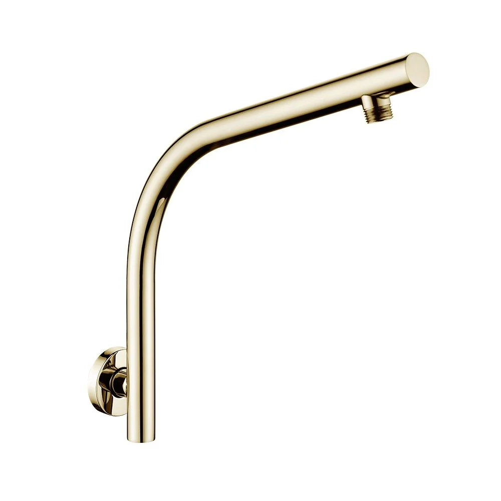 Shower Round Wall Mounted Arm Gooseneck Stainless Steel Brushed Brass