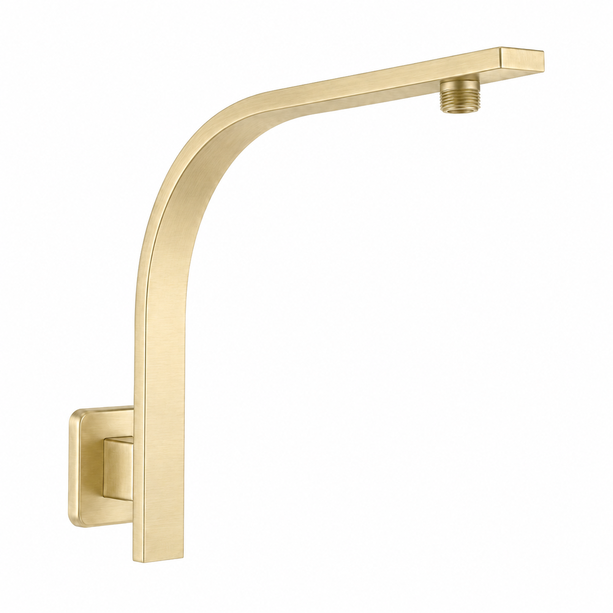 Shower Square Gooseneck Wall Mounted Arm Stainless Steel Brushed Brass