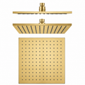 Square Rainfall Shower Head 250mm Brass Brushed Yellow Gold