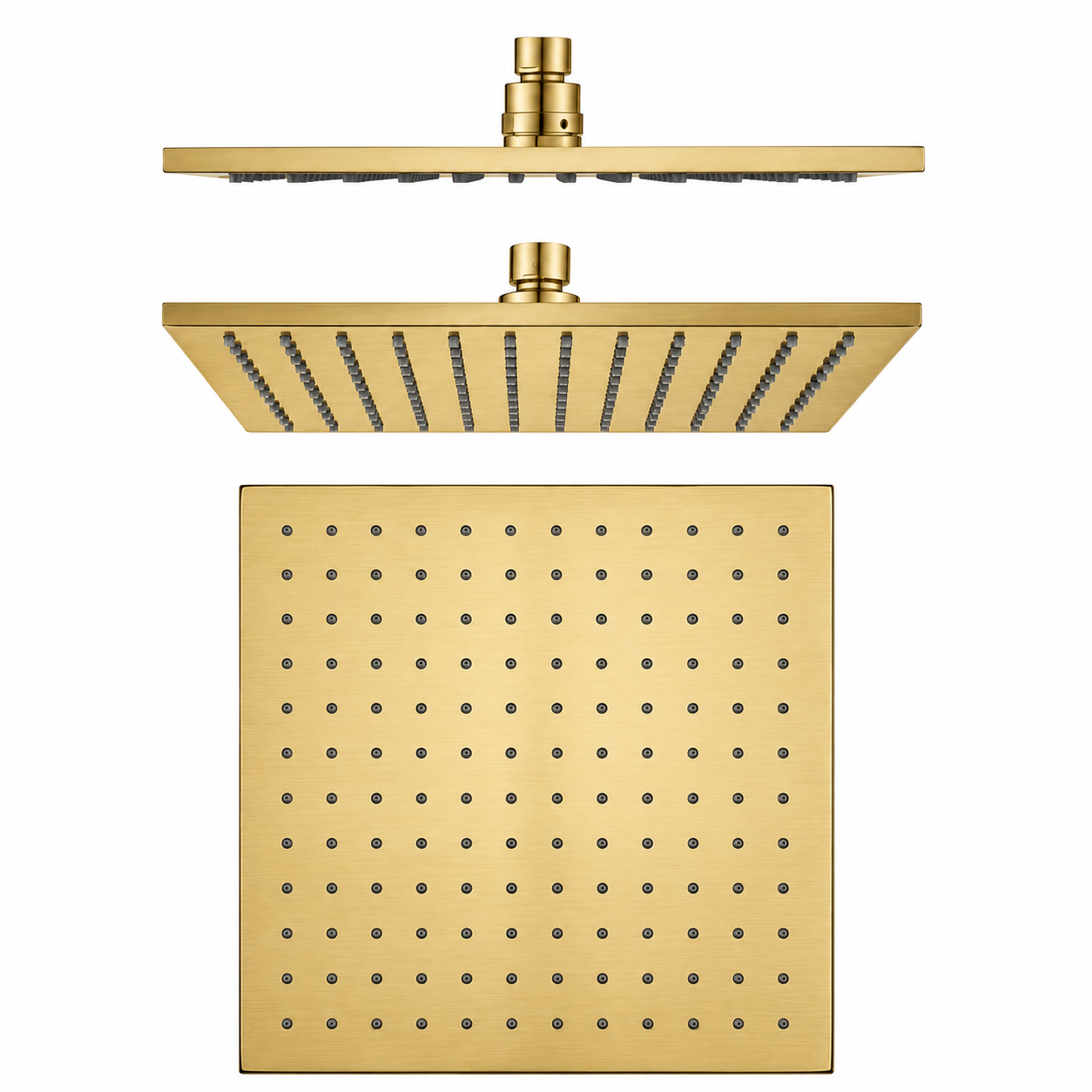 Square Rainfall Shower Head 250mm Brass Brushed Yellow Gold