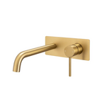 LUCID PIN Series Wall Basin/Bathtub Mixer with Spout Brushed Brass