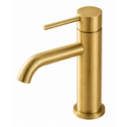 LUCID PIN Short Basin Mixer Series Round Brushed Brass finished