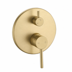LUCID PIN Series Shower/Bath Wall Mixer with Diverter Round Brushed Brass
