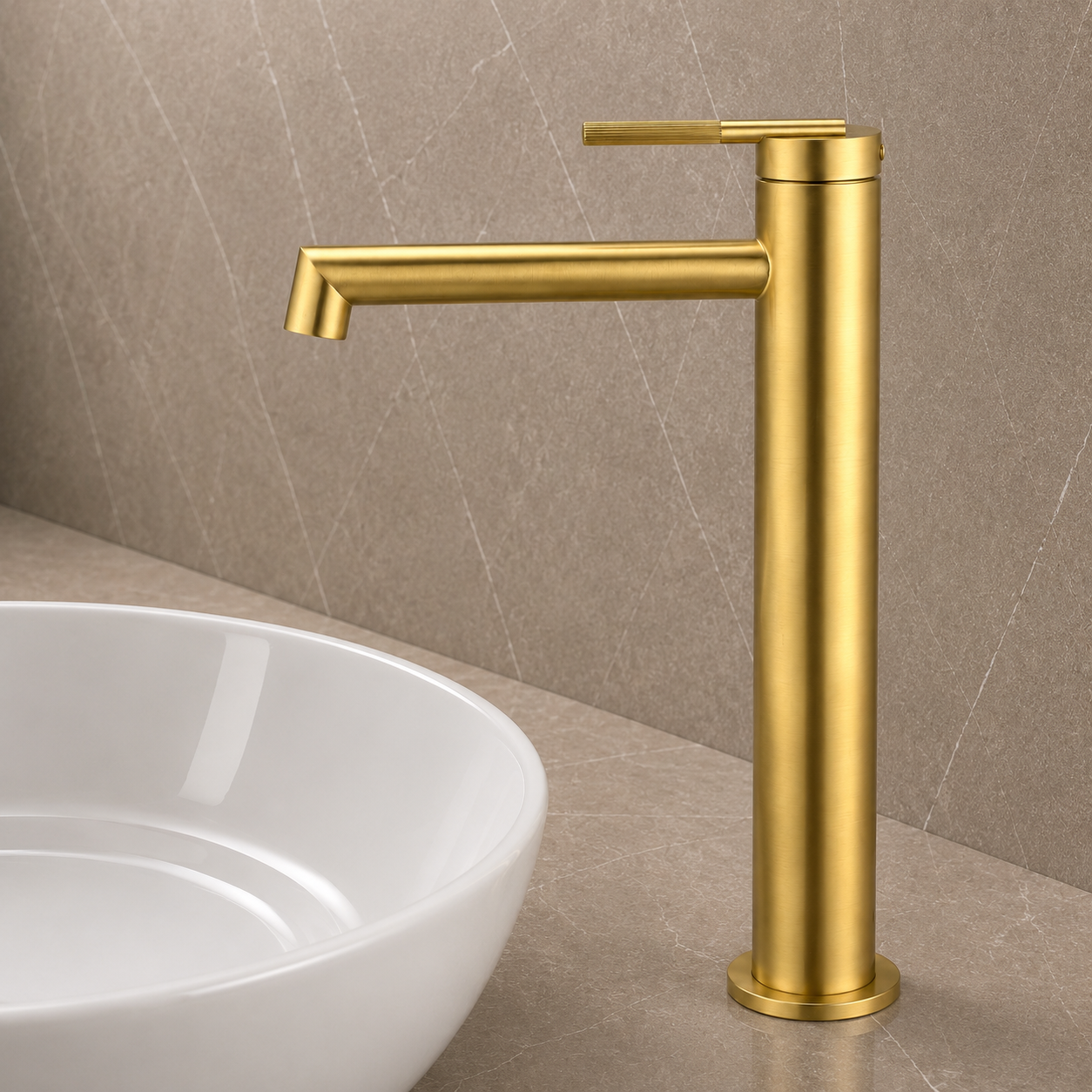 CADDENCE Series Tall Basin Mixer Brushed Yellow Gold