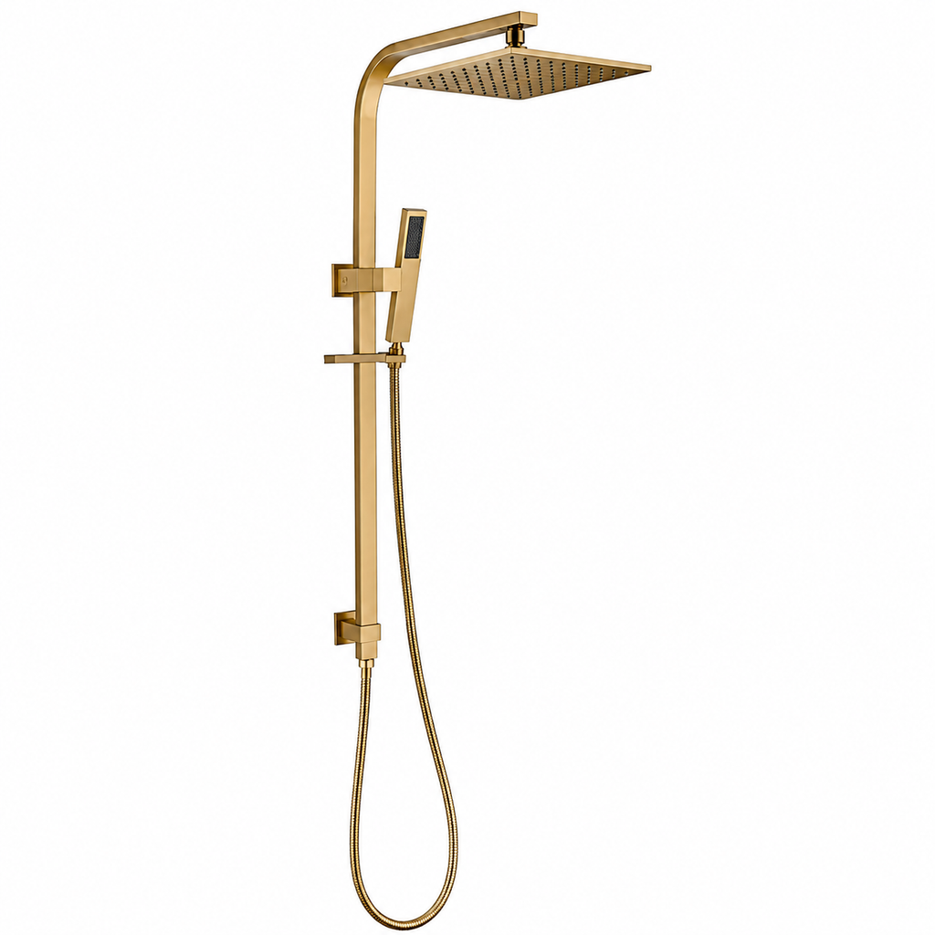 Shower Station (Shower Set) Top Water Inlet 250 Square Brushed Yellow Gold