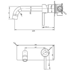 LUCID PIN Series Wall Basin/Bathtub Mixer with Spout Brushed Brass