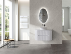Bristol 900mm Fluted Matt White Curved Wall hung Vanity