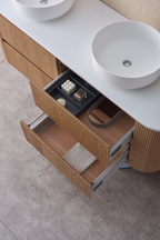 Bristol 900mm Fluted Matt White Curved Wall hung Vanity