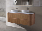 Bristol 900mm Fluted Matt White Curved Wall hung Vanity