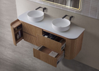 Bristol 900mm Fluted Matt White Curved Wall hung Vanity