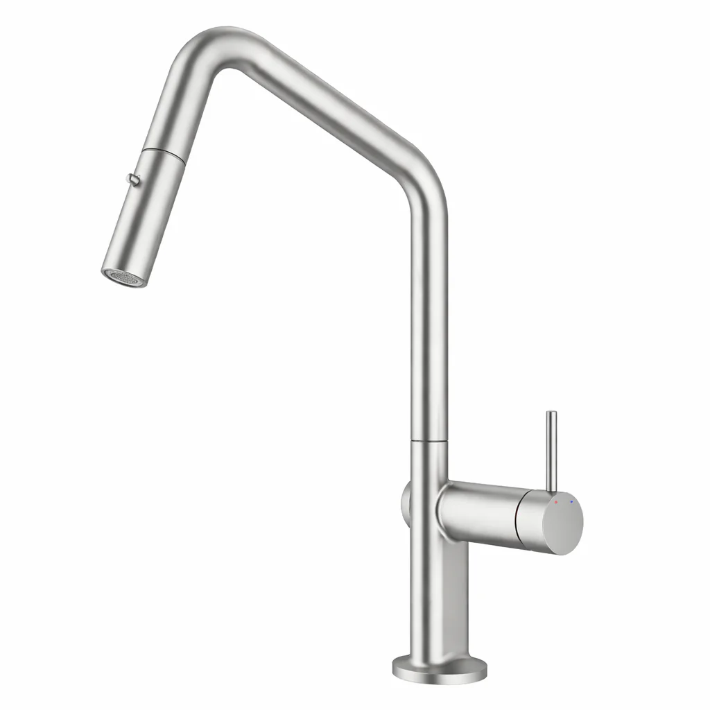 NAVONA Series Kitchen / Laundry Carysil Angle Pull Mixer Tap Brushed Nickel