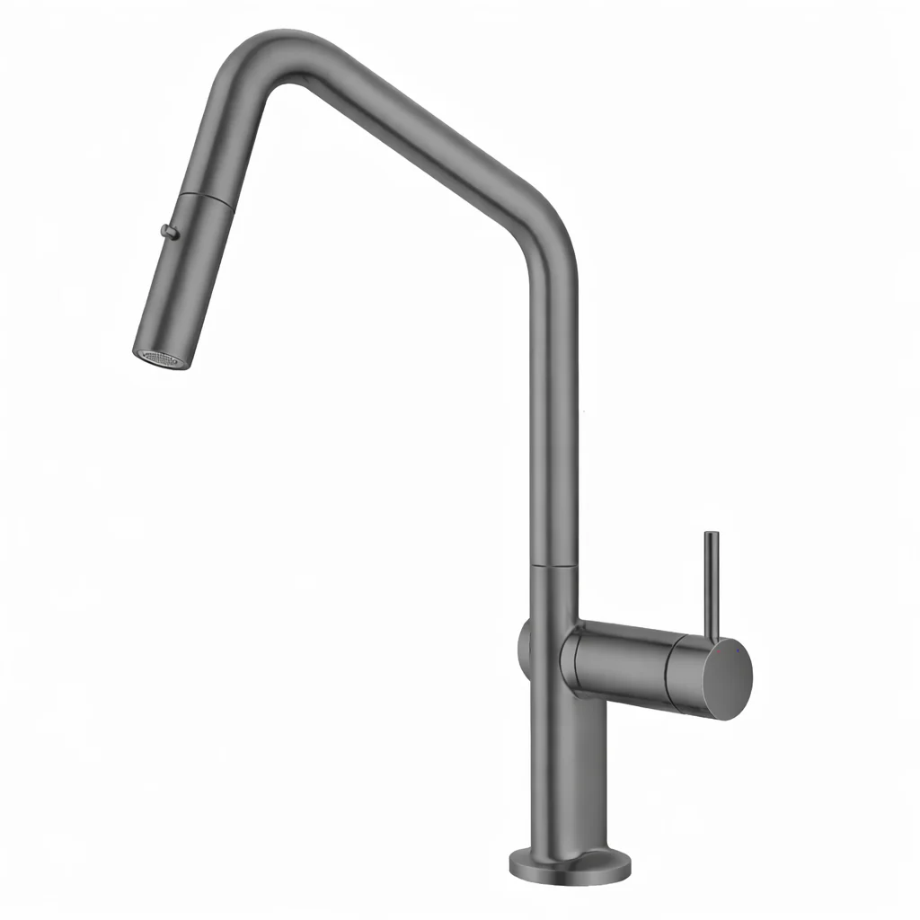 NAVONA Series Kitchen / Laundry Carysil Angle Pull Mixer Tap Gun Metal Grey