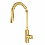 NAVONA Series Kitchen / Laundry Carysil Round Pull Mixer Tap Brushed Yellow Gold