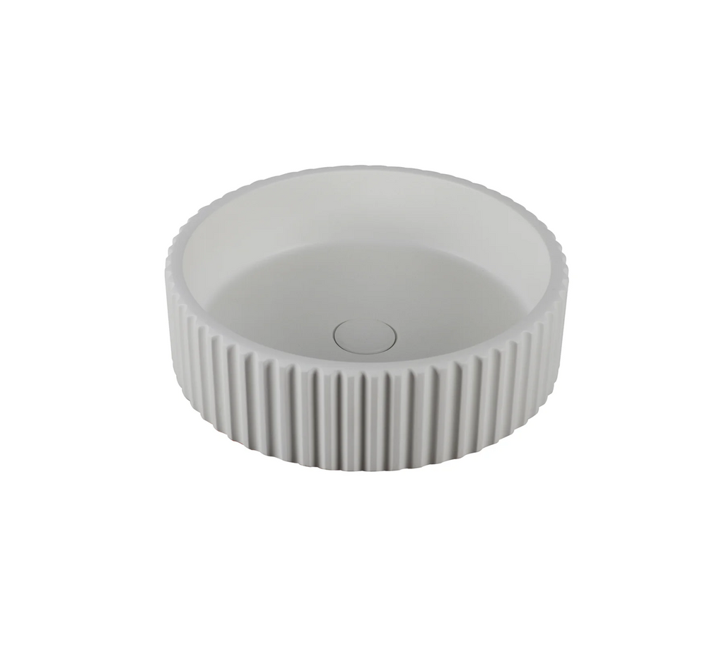 Ceramic Basin 400x400x120mm Carysil Fluted Concrete Above Counter Matte White