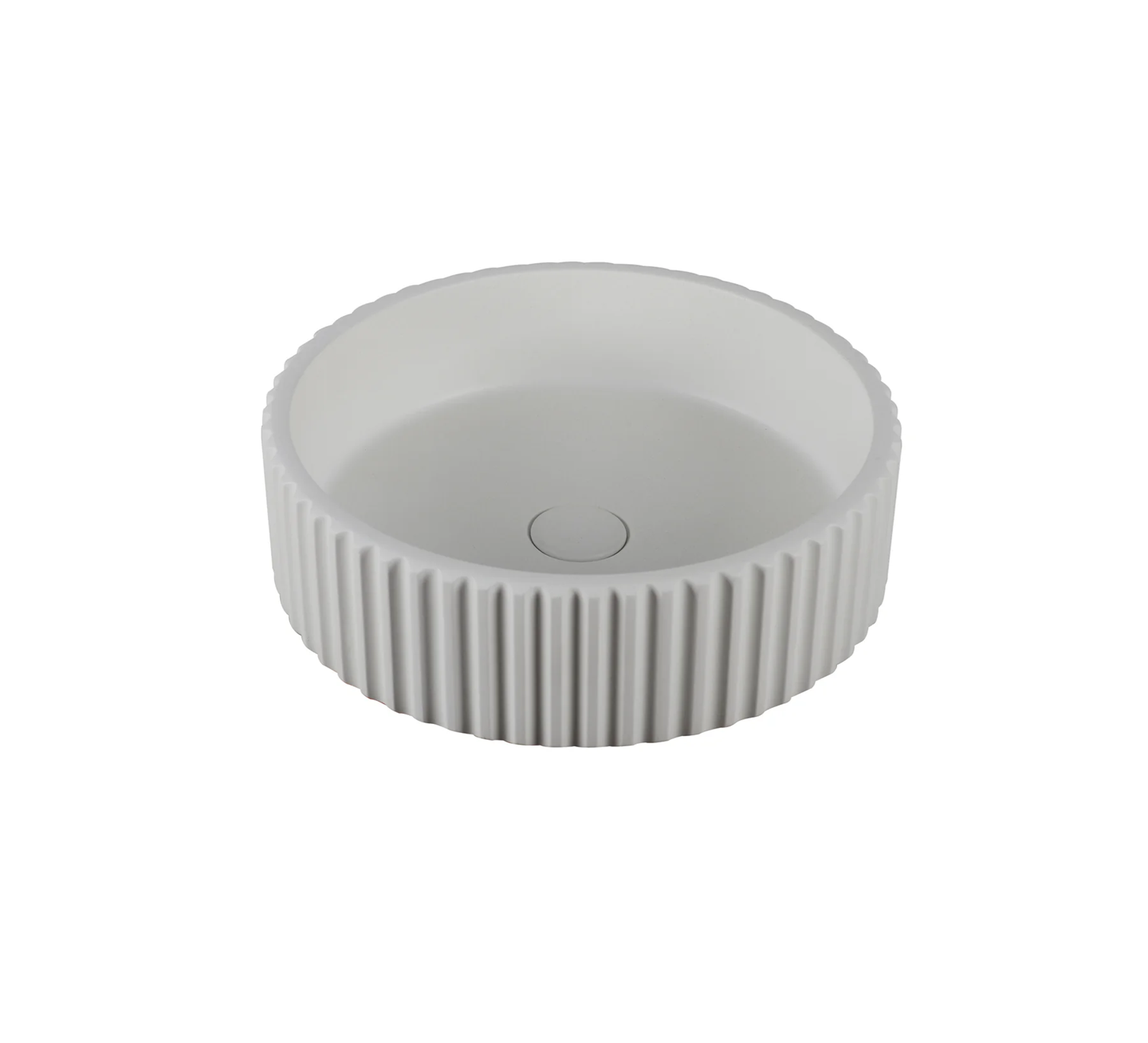 Ceramic Basin 400x400x120mm Carysil Fluted Concrete Above Counter Matte White