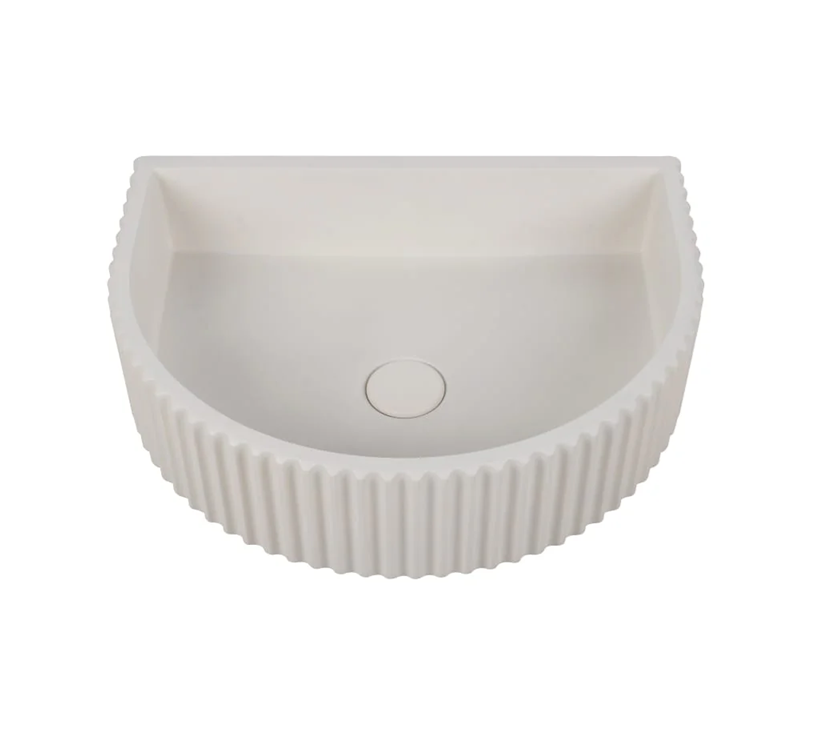 Ceramic Basin Carysil Fluted Arch Concrete Above Counter Matte White