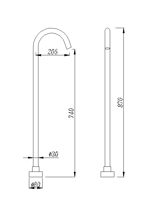 Floor Standing Bath Spout Square Chrome